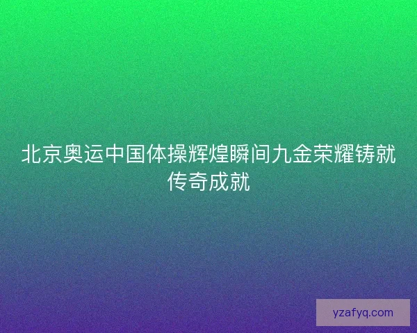 北京奥运中国体操辉煌瞬间九金荣耀铸就传奇成就